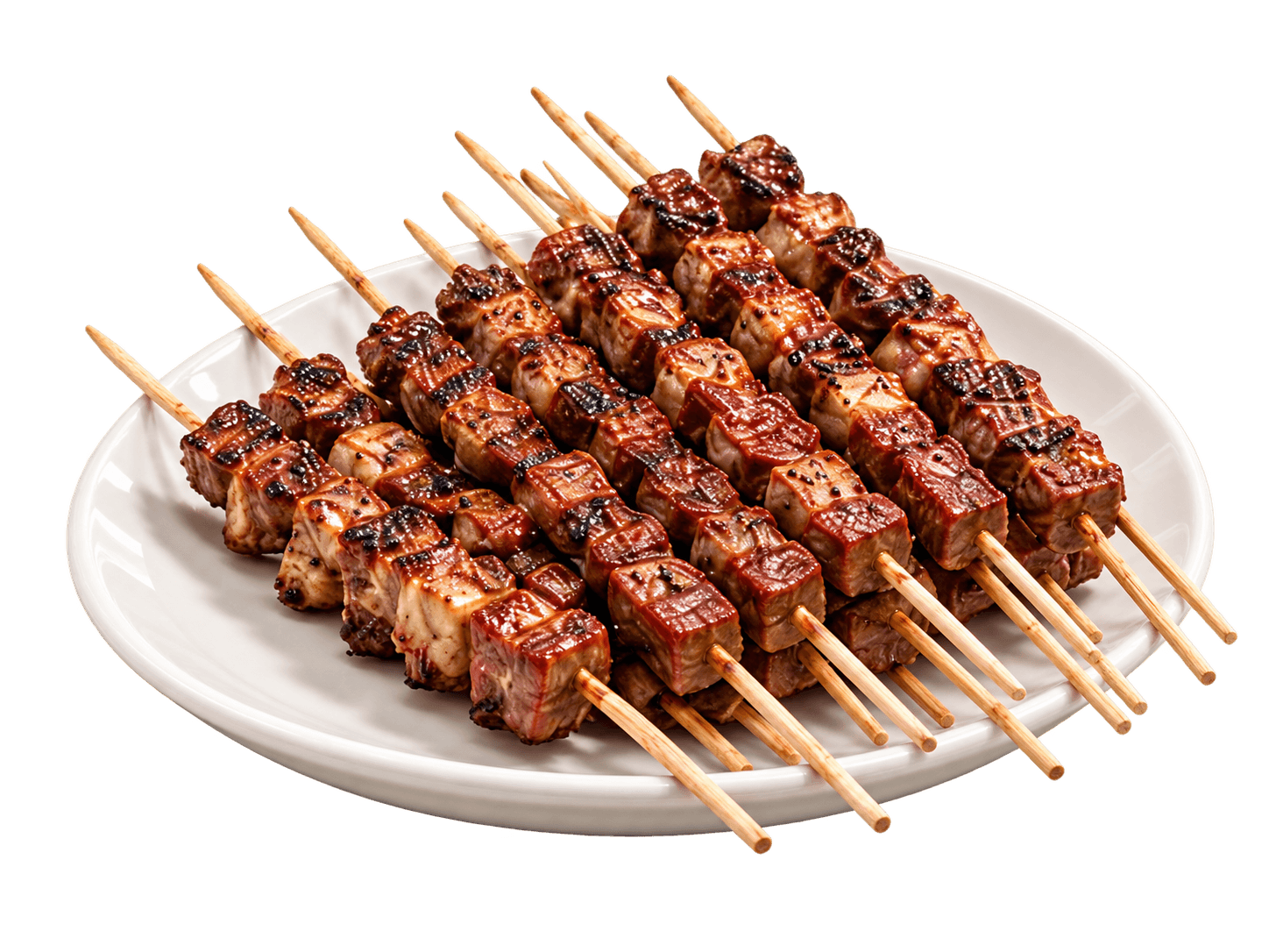 Esempio di arrosticini cotti e serviti su un piatto